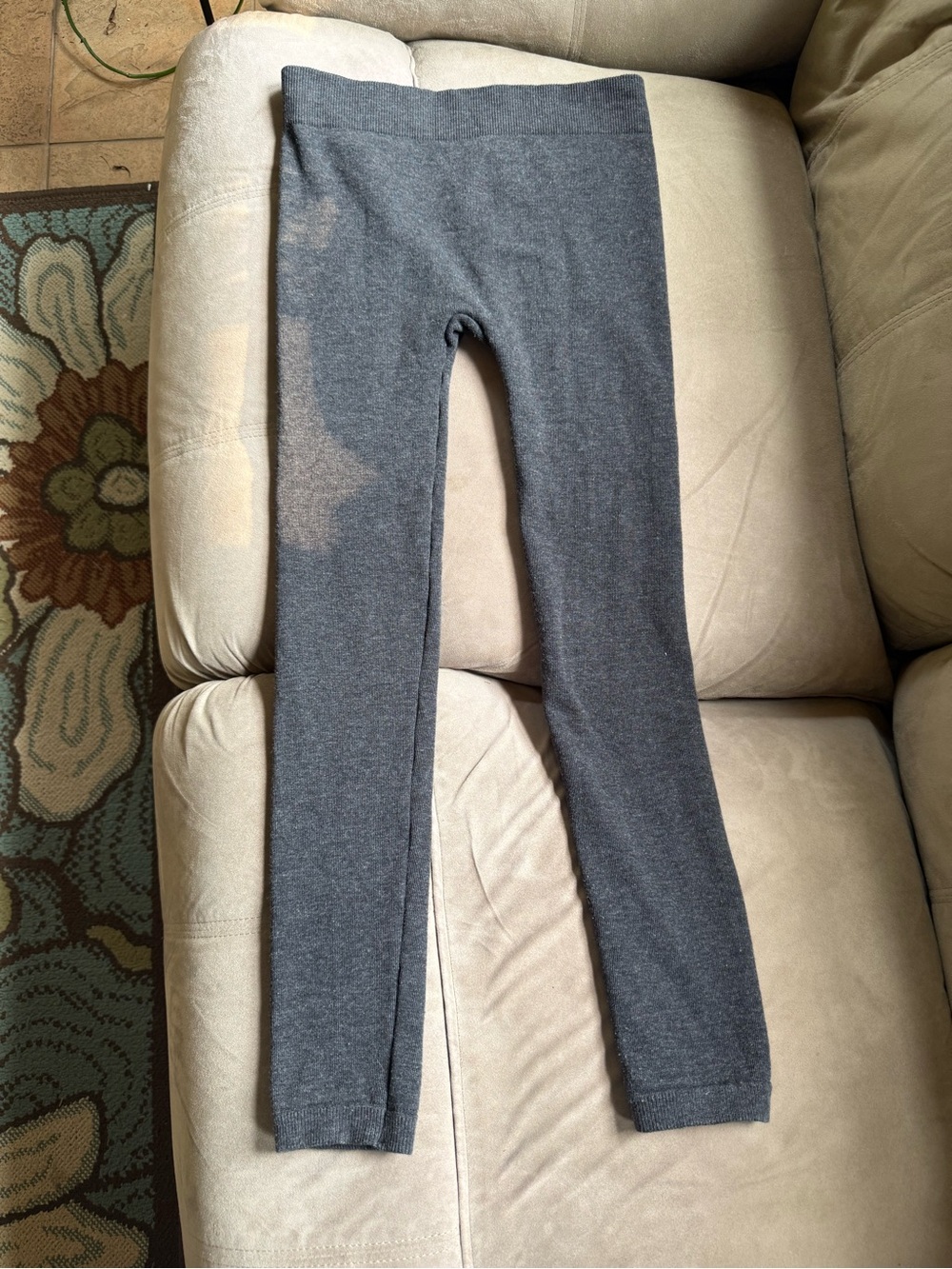 Women's Charcoal Gray Knit Fleece-Lined Stretchy Leggings